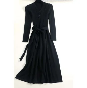 Dámské šaty Dlouhé úpletové šaty černá