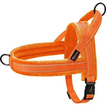 Obojek pro psa Měkký polstrovaný výcvikový postroj s kožíškem Nastavitelný reflexní postroj s držadlem Bezpečnostní postroj pro malé a velké psy oranžová XS
