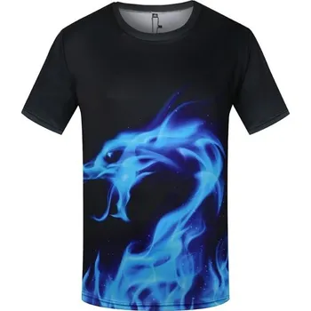 Pánské 3D tričko s potiskem drak J1462 modrá XS