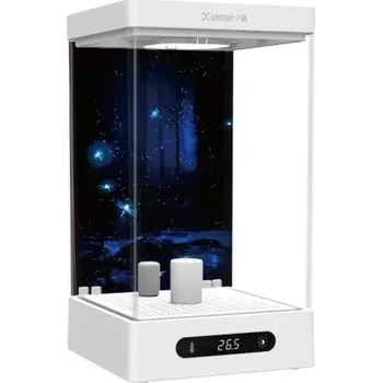 Akvaristika Akvárium pro betty s LED světlem a ohřevem 11,4 x 12,9 x 20,5 cm Moderní akvárium pro bojovnice Stylová nádrž s osvětlením a topením bílá