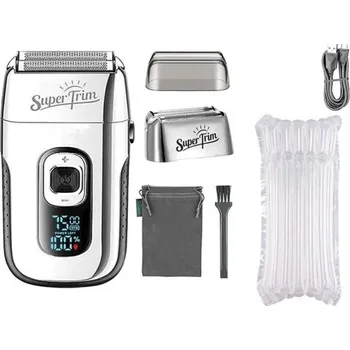 Holicí strojek Elektrický holicí strojek pro muže se třemi rychlostmi Elektrický zastřihovač vlasů a vousů Dobíjecí strojek na vousy s LED displejem s indikací stavu baterie stříbrná