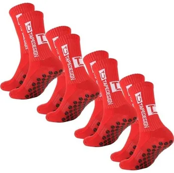 Pánské ponožky 4 páry unisex fotbalové ponožky ke kolenům EUR 39-45 protiskluzové sportovní prodyšné tréninkové ponožky na fotbal a soutěže červená