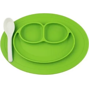 dětská jídelní sada Dětský talíř ve tvaru smajlíku J2890 světle zelená