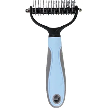 Trimovací hřeben pro velké psy Vyčesávací hřeben pro psy Oboustranný rozčesávací hřeben 17 x 9 cm světle modrá