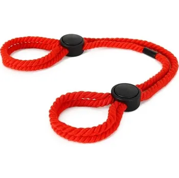 Vibrátor Jutový BDSM provaz se dvěma očky a systémem utahování, ideální pro bondage a omezení pohybu, přírodní materiál, Diskrétní balení červená