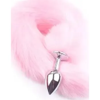 Vibrátor Kovový anální kolík s růžovým liščím ocáskem 1,8 x 5 cm hladký povrch luxusní vzhled příjemná stimulace snadná údržba diskrétní balení