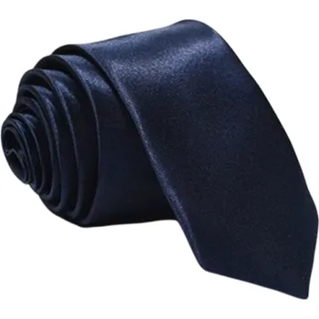 Kravata Tenká jednobarevná unisex kravata 145 x 5 cm Snadno omyvatelná Stylová pánská i dámská kravata Elegantní doplněk ke košili Formální i casual tmavě modrá