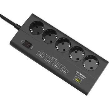 Elektrická zásuvka Prodlužovací přívod 5x zásuvka, 5x USB 1,8 m
