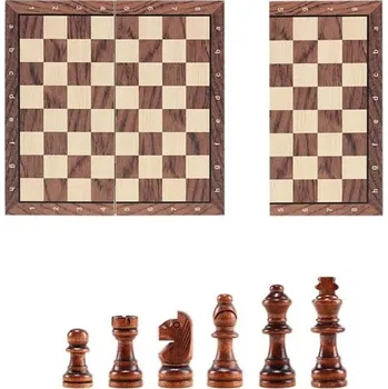 Magnetická skládací šachovnice 24 x 24 cm Přenosná šachová sada Cestovní desková hra Dřevěné figurky Magnetické šachy