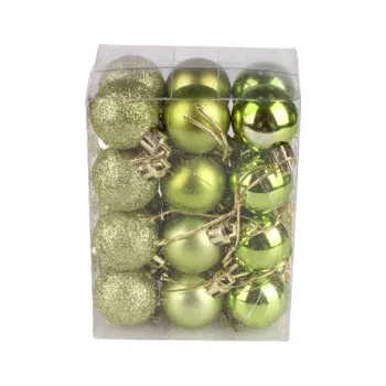Vánoční dekorace Sada vánočních koulí 24 ks zelená