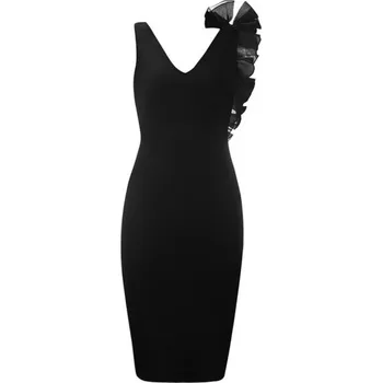 Dámské šaty Společenské šaty s volánem černé S