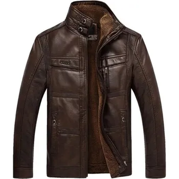 Pánská kožená zimní bunda F1126 hnědá L