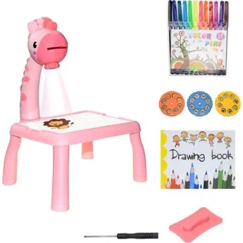 Dětský stůl Dětský stůl na kreslení s projektorem 38 cm růžová