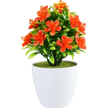 umělá květina Barevná umělá rostlina v květináči 1 ks Malé rozkvetlé květy Falešný stromek Stolní dekorace Svatební výzdoba Dům Hotel Kancelář oranžová
