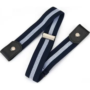 Pokrývka hlavy Elastický pásek bez přezky Tmavě modrý s bílým pruhem Nastavitelný pásek do kalhot Unisex pásek pro každodenní nošení Pohodlí a styl