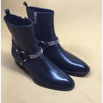 Pánská móda Pánská kožená obuv Chelsea tmavě modrá 39