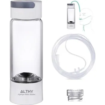 Láhev Láhev s vodním generátorem Skleněná nádoba s vysokým obsahem vodíku 380 ml Dvoukomorová lahev na vodu bohatou&nbsp;na vodík Ionizátor Inhalační zařízení 21 x 7 cm