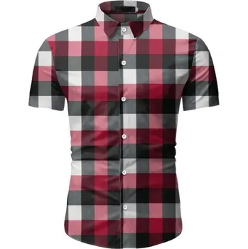 Pánská kostkovaná košile F470 červená S