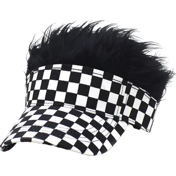 Pokrývka hlavy Unisex kšilt s falešnými vlasy černá