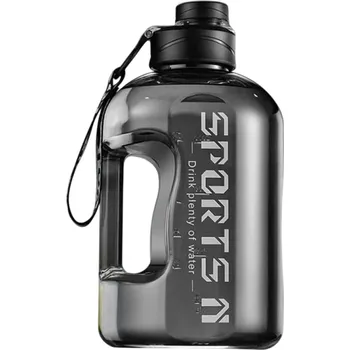 Láhev Sportovní láhev na vodu do posilovny 1,7 l Velkokapacitní hydratační lahev Fitness láhev s ergonomickou rukojetí Nepropustné víčko Odolná a lehká konstrukce černá