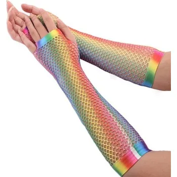 Rukavice Dlouhé síťované rukavice duhové