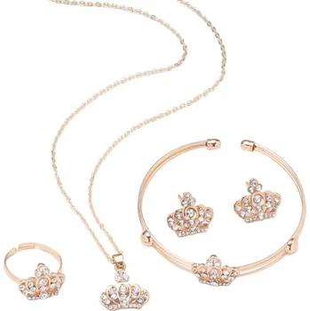 Náhrdelník Dárková sada pro ženy náhrdelník, náušnice, náramek a prsten s motivem korunky