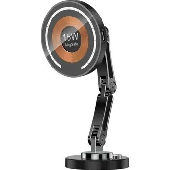 Magnetický držák do auta s bezdrátovým nabíjením 15W silný magnet rychlonabíjecí stanice s USB C kabelem černý držák na telefon auto