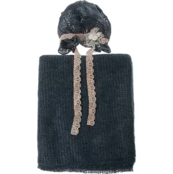 Kojenecké oblečení Dětský set na focení čepice a šála tmavě modrá