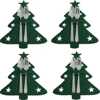 Vánoce Vánoční pouzdro na příbory - strom 4 ks&nbsp;V130 zelená