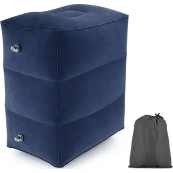 Nafukovací cestovní polštář Nafukovací podnožka Vzduchová opěrka na nohy Nafukovací polštář pod nohy Měkký nafukovací polštář do letadla 40 x 30 x 38 cm tmavě modrá