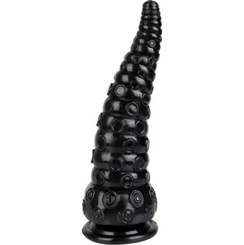 Vibrátor Černé gumové anální masážní dildo s přísavkou ve tvaru chapadla velikost S 16 x 5,2 cm voděodolné snadno se čistí diskrétní balení