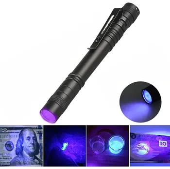 Svítilna Mini svítilna s fialovým 395nm světlem 13,2 x 1,4 cm Kompaktní UV světlo Kapesní svítilna Pro detekci skvrn a fluo efekt
