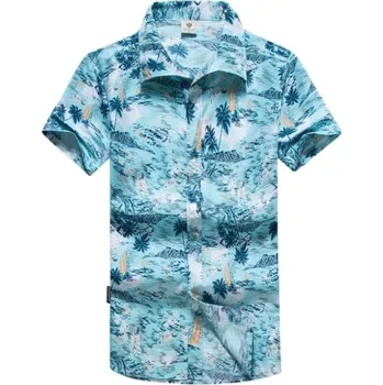 Pánská košile s letním potiskem - Modrá L