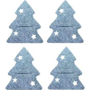 Vánoce Vánoční pouzdro na příbory - strom 4 ks&nbsp;V132 šedá