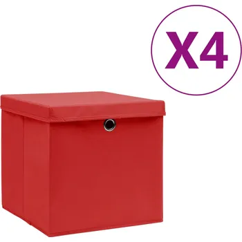 Úložný box vidaXL Úložné boxy s víky 4 ks 28 x 28 x 28 cm červené