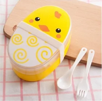 Dětský bento box na jídlo s příborem žlutá