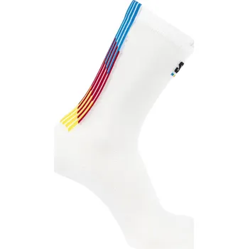 Pánské ponožky Vysoké funkční ponožky Salomon PULSE RACE FLAG CREW bílé LC2625300 - S | UK 11,5 | US 12