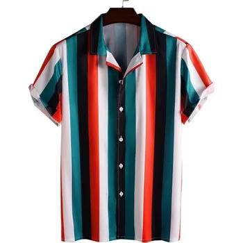 Pánská pruhovaná košile F577 červená 3XL