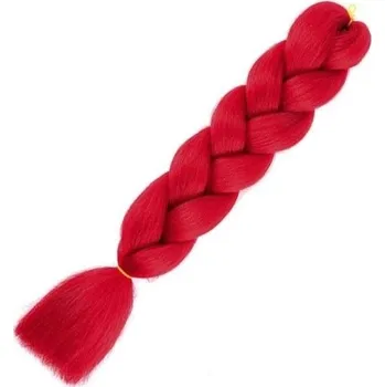 Paruka Kanekalonové jednobarevné copánky 60 cm červená