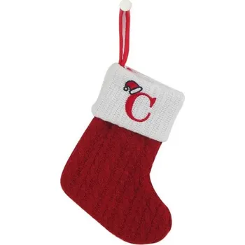 Vánoce Vánoční punčochy s písmeny Pletené červené ponožky s iniciálem Vánoční závěsné ozdoby Punčochy na dárečky Vánoční závěsné ponožky 20 x 10 cm C