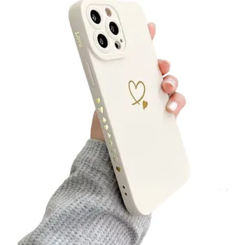 Pouzdro na mobilní telefon Silikonový kryt s ochranou čočky a motivem srdce na Samsung Galaxy S23 Plus bílá