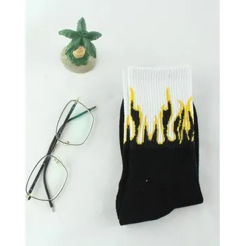 Pánské ponožky Pánské dlouhé ponožky - Plameny černá