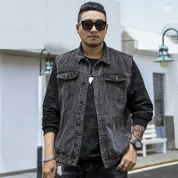 Pánská větrovka Pánská džínová vesta F1276 černá S