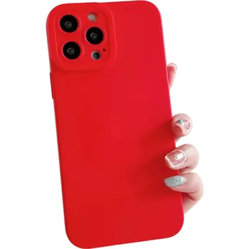 Pouzdro na mobilní telefon Matný silikonový kryt s ochranou objektivu pro iPhone 15 Pro Max červená