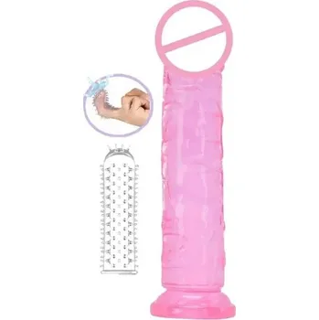 Vibrátor Dildo 19x4 cm s realistickým žilkováním a přísavkou pro vaginální i anální potěšení diskrétní balení růžová