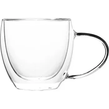 Skleněný šálek s dvojitou stěnou 150 ml Tepelně odolný skleněný hrneček s uchem Elegantní termo hrnek na espresso, čaj, cappuccino