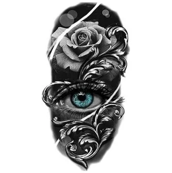 Tetování Dočasné vodotěsné tetování 11,5 x 21 cm Dámské oko a růže Jemný elegantní motiv Výdrž až 15 dní Snadná aplikace Tetování na tělo