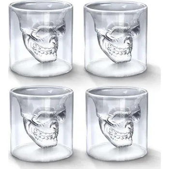Sklenice Panák ve tvaru lebky 4 ks