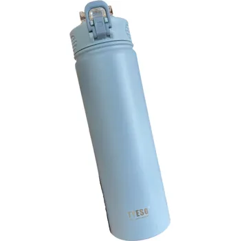 Termoska Nerezová termoska s brčkem 750 ml Dvoustěnná vakuová izolace Termo láhev na horké i studené nápoje Cestovní termoska s nepropustným víčkem Lehká a odolná konstrukce modrá