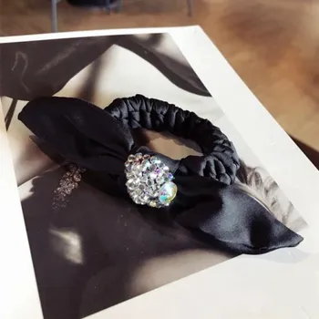 Elegantní gumička do vlasů s kamínky černá
